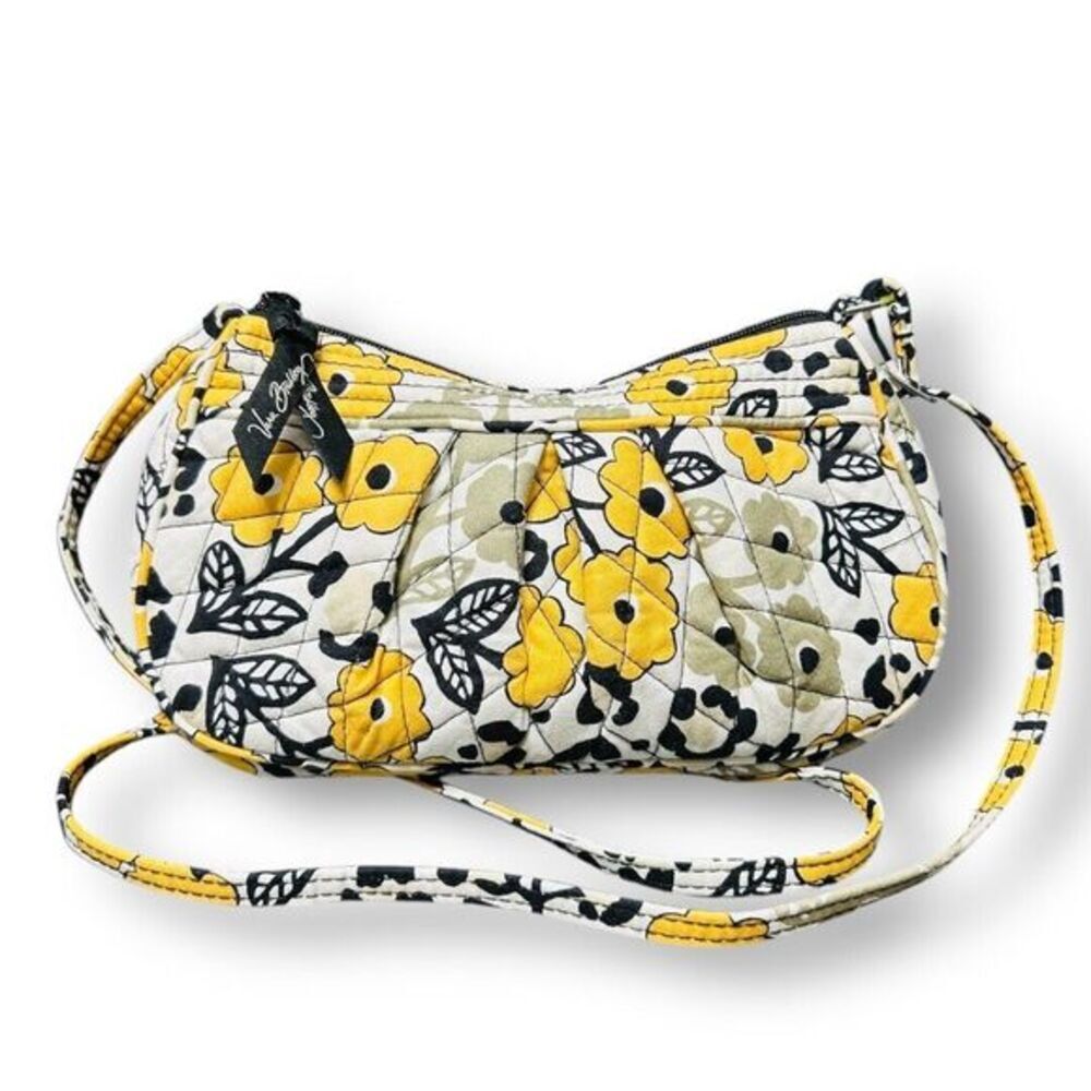 Vera Bradley Yellow Floral Crossbody Bag Quilted‎ Cotton Small Adjustable Strap